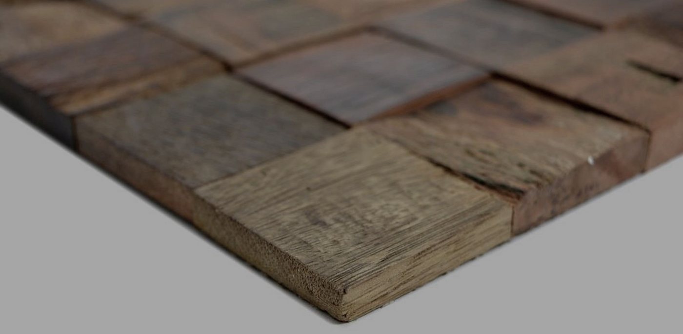 Thumbnail - Mosani Mosaikfliesen Holz Mosaikfliesen dunkelbraun glänzend / 10 Matten