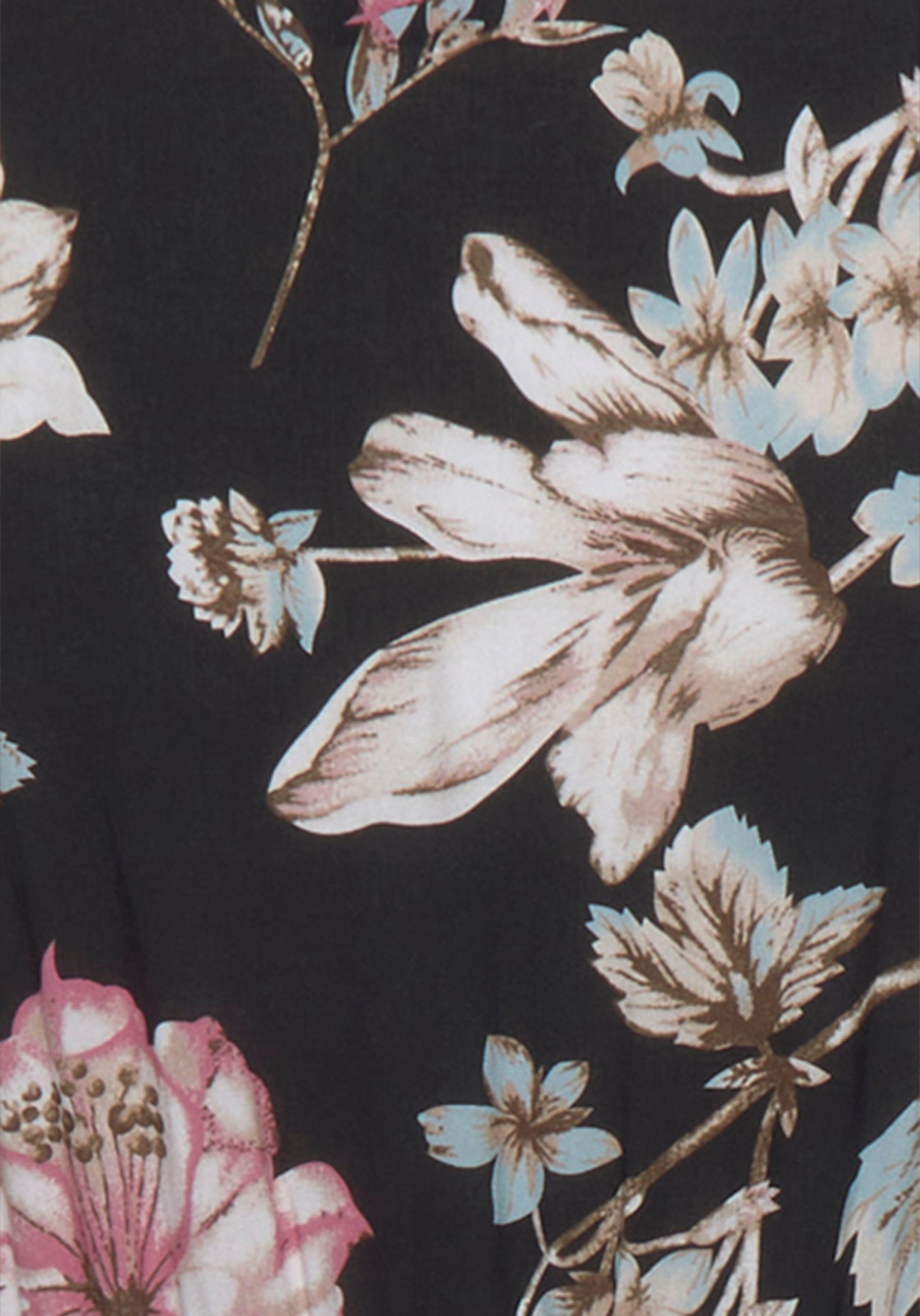 LASCANA Maxikleid mit Blumendruck und leichten Puffärmeln, Sommerkleid, casual-elegant