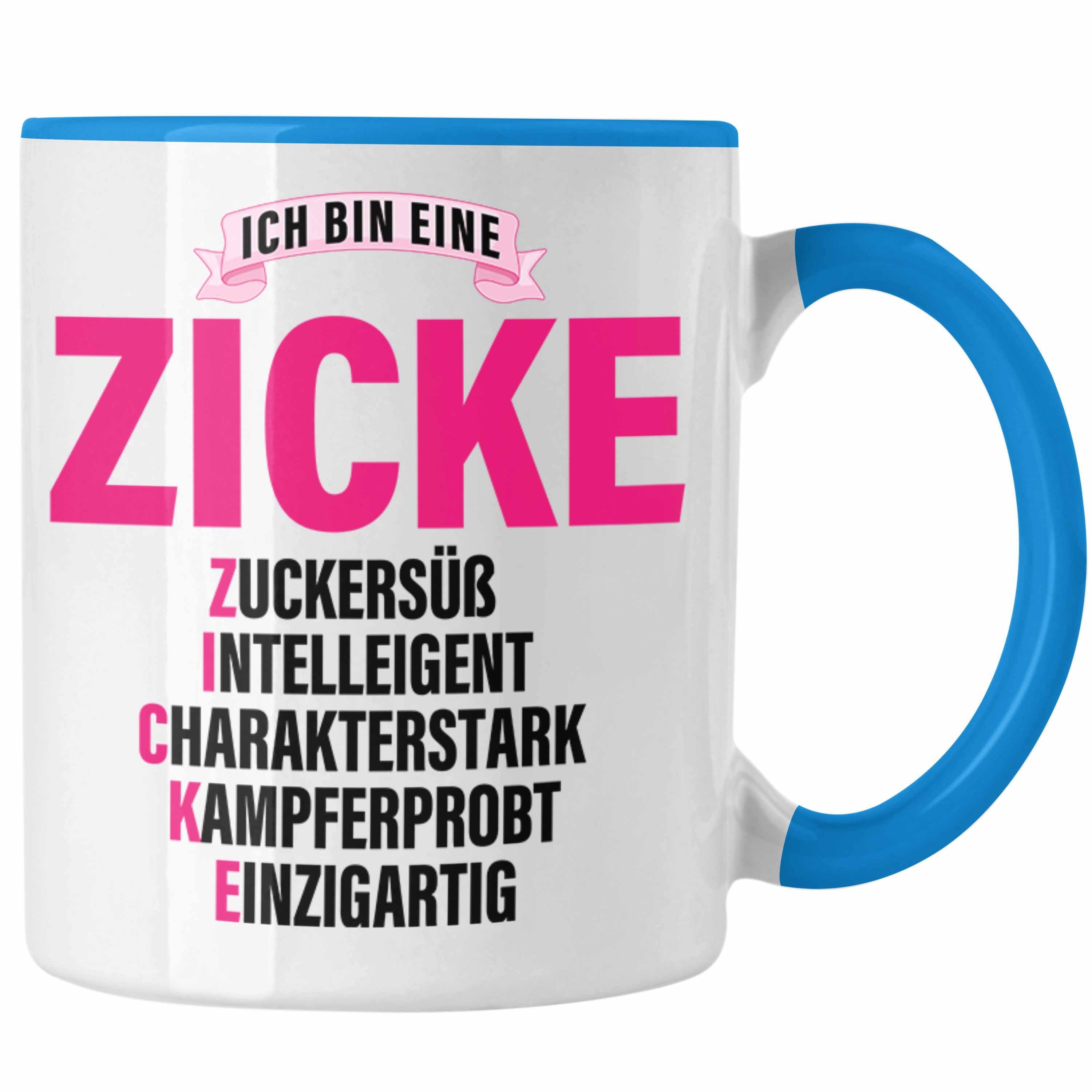 Trendation Tasse Trendation - Zicke Tasse Geschenk Kaffeetasse für Frauen Frau Lustig Pink Blau | Teetassen