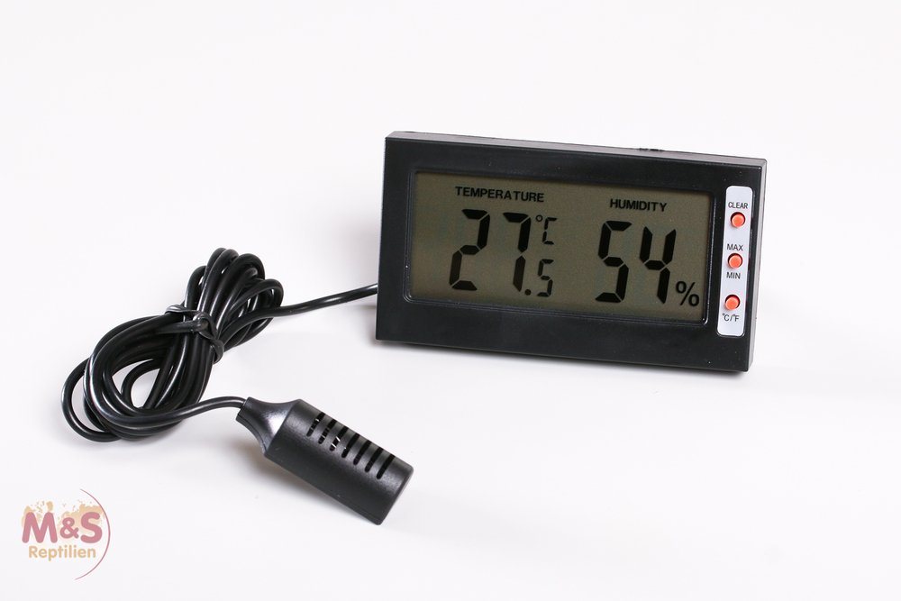 M&S Reptilien Klimamesser M&S Digitales Thermo-/Hygrometer mit Fühler (large), Thermo-/Hygrometer mit Fühler