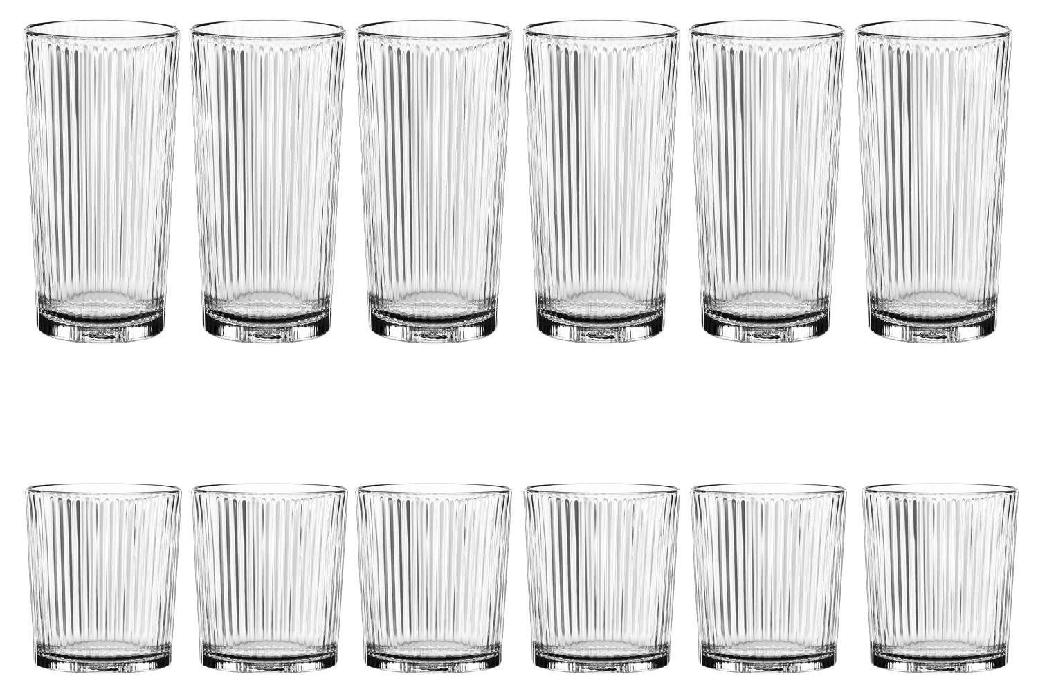 Nachtmann Gläser-Set APERITIVO, 12-teilig, Transparent, Kristallglas, Kristallglas, 6 Longdrinkgläser, 6 Whiskygläser