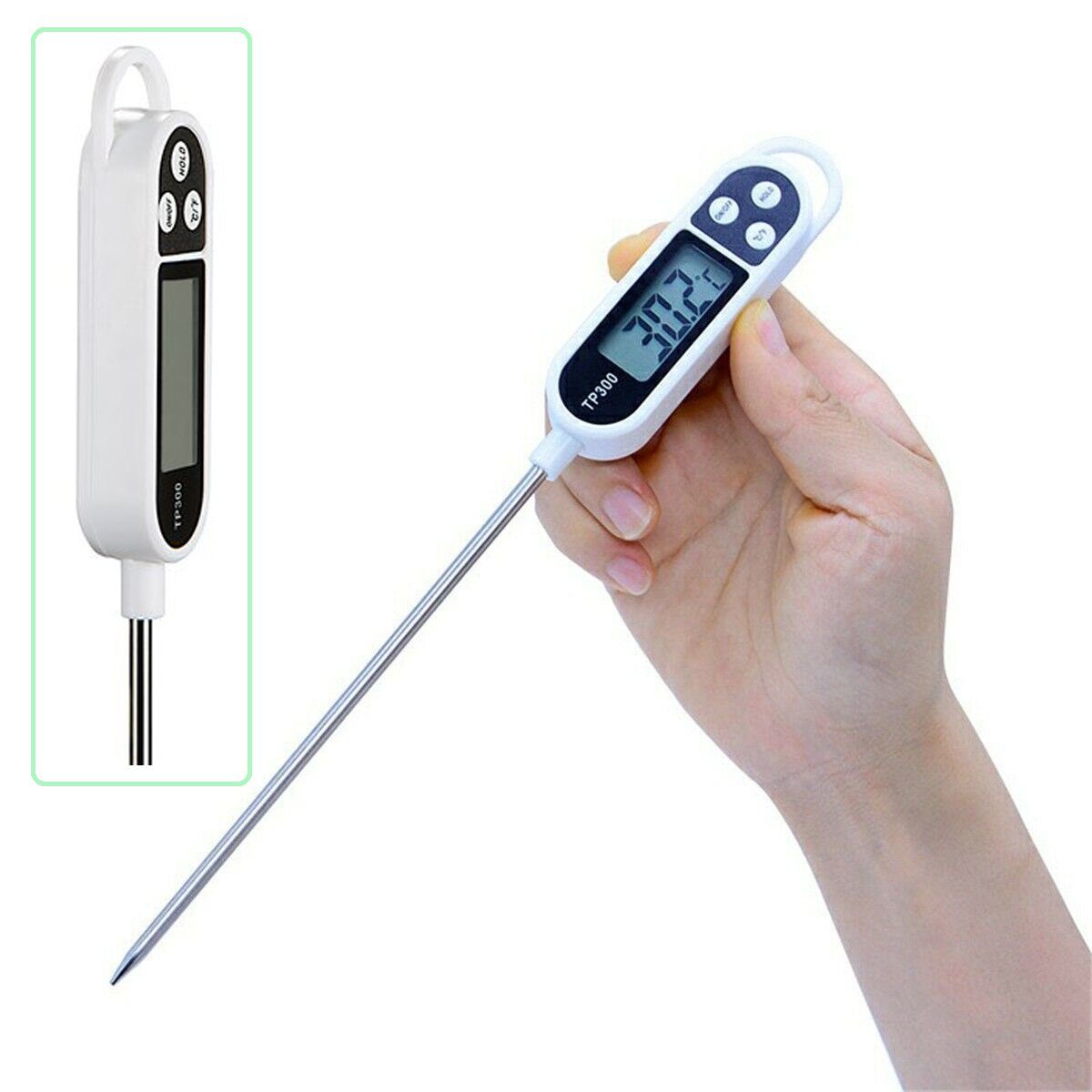 Bolwins Kochthermometer F74 Digital Lebensmittel Stift Thermometer Küche BBQ Kochen Temperatur, Packung 1-tlg., 1x digitales Lebensmittelthermometer, Hohe Messgenauigkeit Schnelle Messung Breiter Temperaturbereich