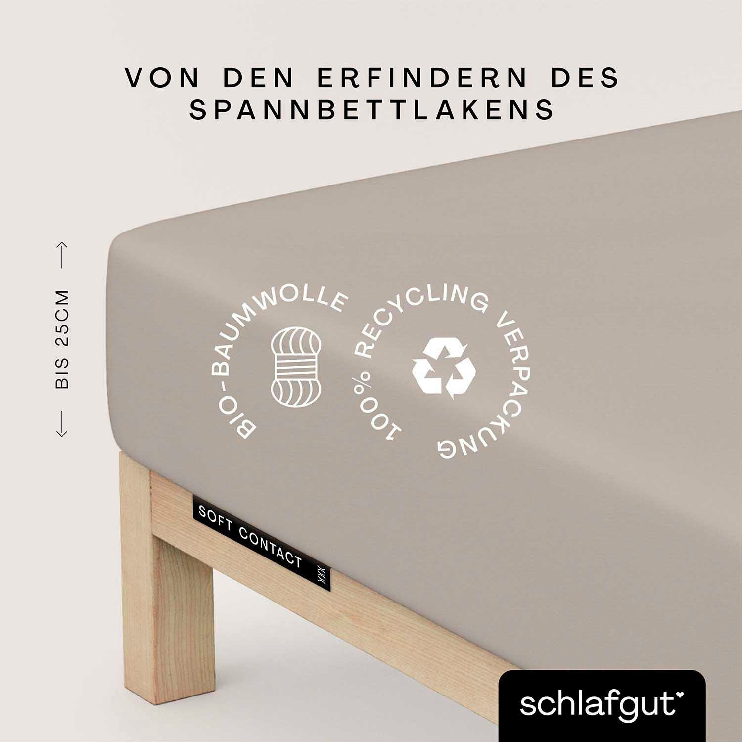 Schlafgut Spannbettlaken Soft Contact, Feinbiber, Gummizug: rundum, (1 Stück), 100% Bio Baumwolle