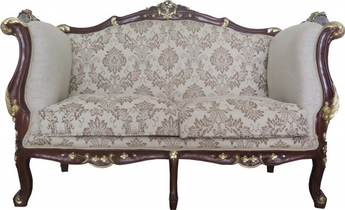 Casa Padrino 2-Sitzer Barock 2-er Sofa Creme / Braun / Gold Mod2 - Möbel Antik Stil - Limited Edition