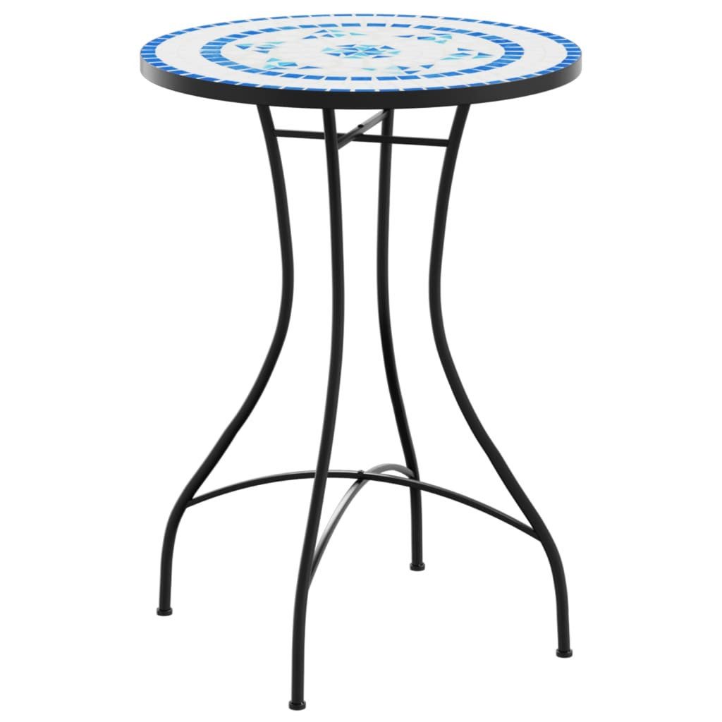 vidaXL Gartentisch 50 x 70 cm Gartentisch Bistrotisch Keramik Mosaik Blau Weiß Ø50x70 cm