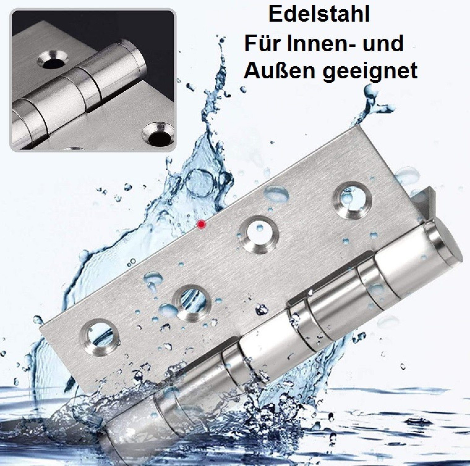 Möbelbeschlag 8 x Edelstahl Scharniere Tor - Schwerlast Türbänder - Gartentor Edelst