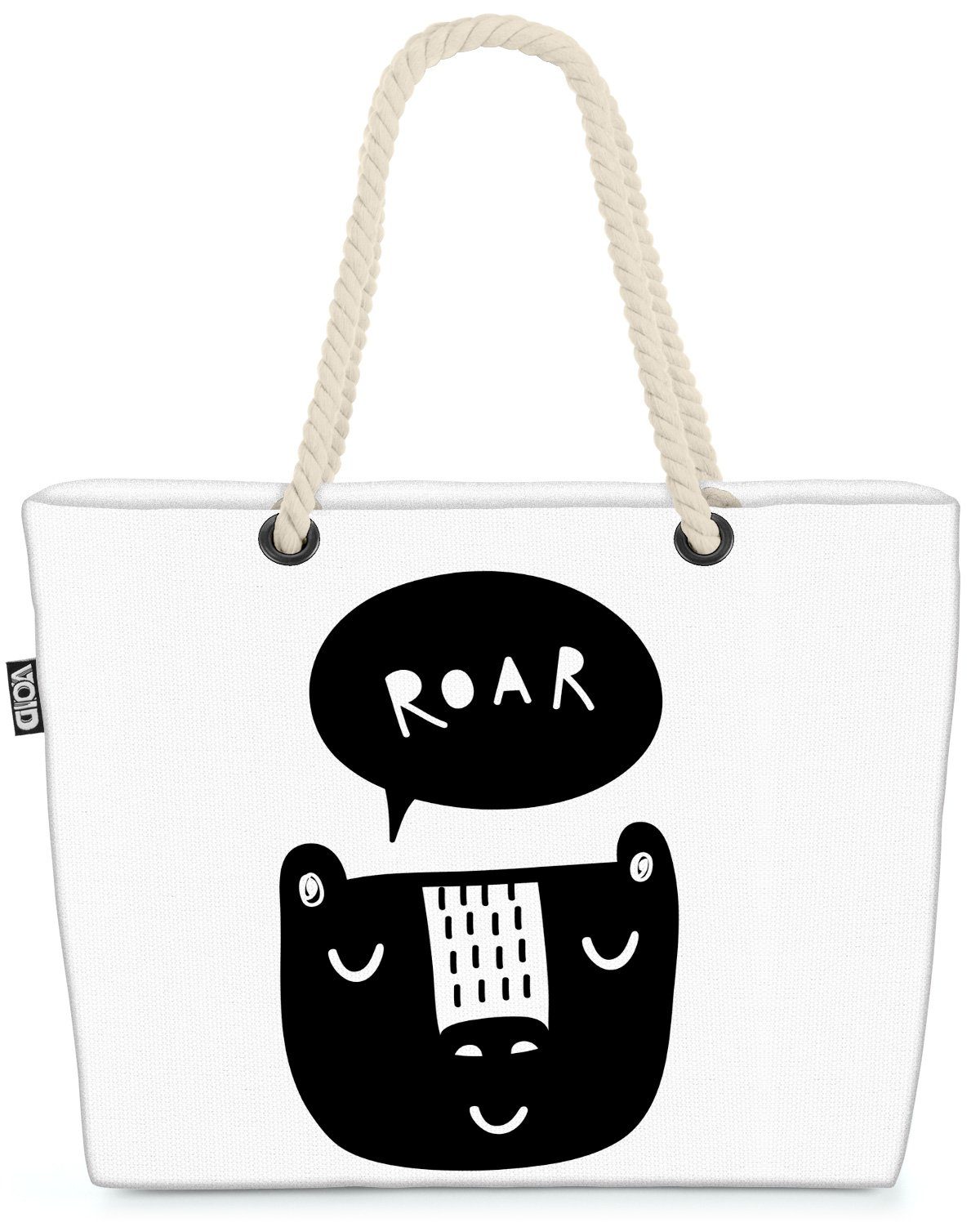 VOID Strandtasche (1-tlg), Bär Kinder Wildnis Cartoon Karte Tier Cartoon Grafik Schwarz Weiss Ze