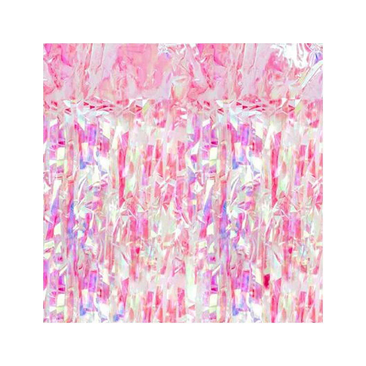 partydeco Hängedekoration Türvorhang Lametta 100x200cm, Pink Irisierend