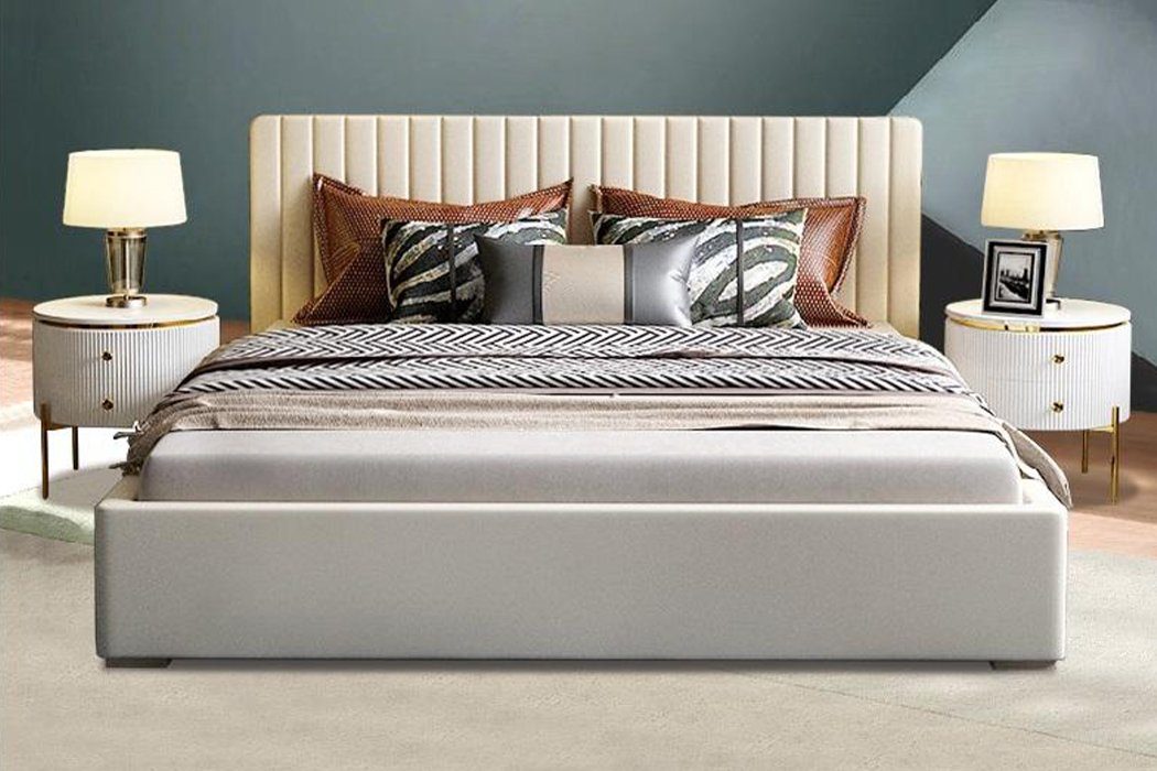 Designer Bett Schlafzimmer Bett, Doppelbett Betten Hotel Leder JVmoebel Luxus