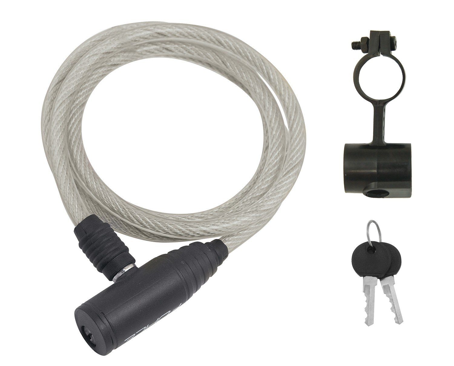 FORCE Seilschloss Spiral Schloss + Halter 120cm/8mm durchsichtig