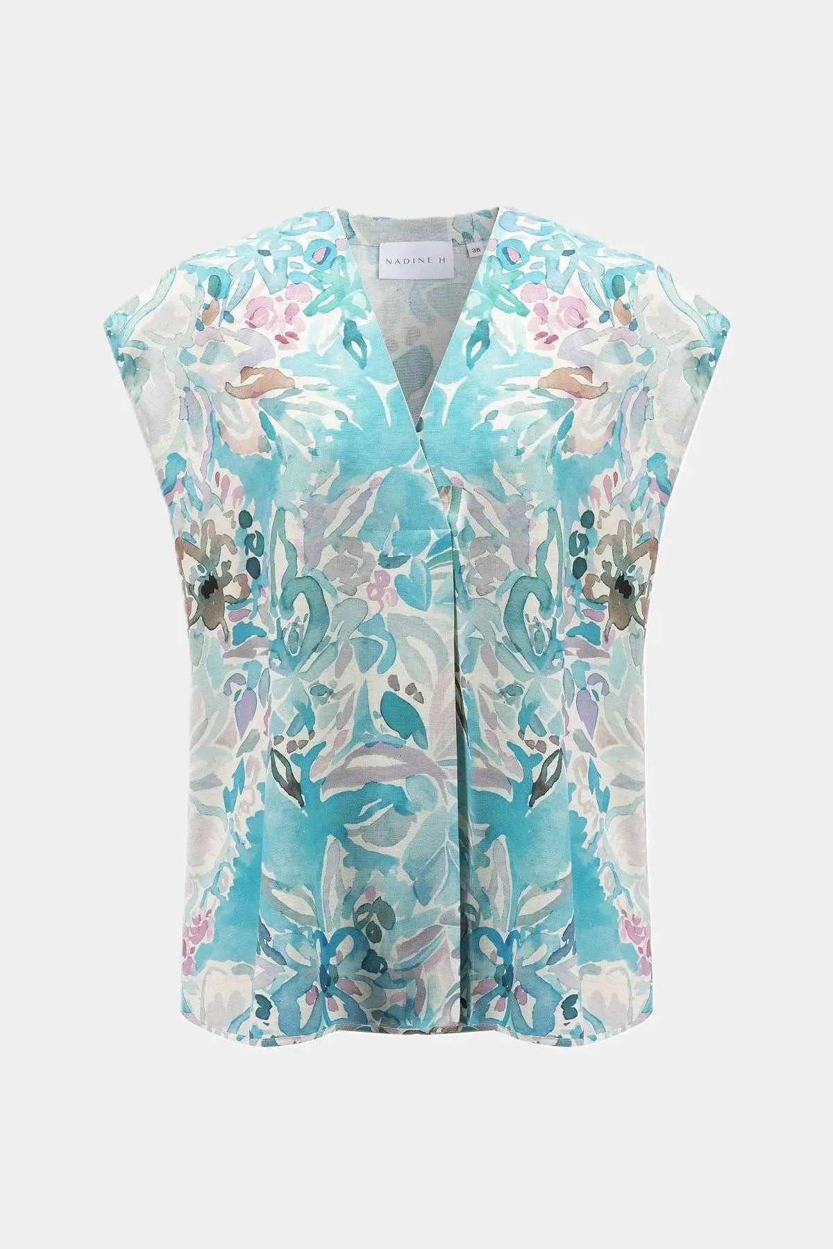 NADINE H Blusenshirt Nadine H ärmellose Bluse mit floralem Print in TURQUOISE