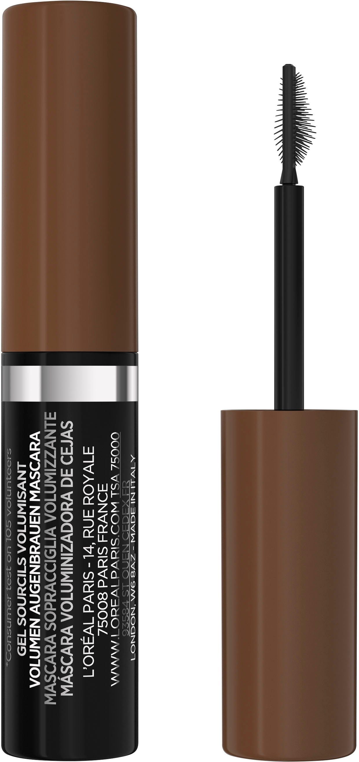 L'ORÉAL PARIS Augenbrauen-Kosmetika INFAILLIBLE BROWS VOLUMIZING BROW MASCARA, mit Gelformel und Präzisionsbürste