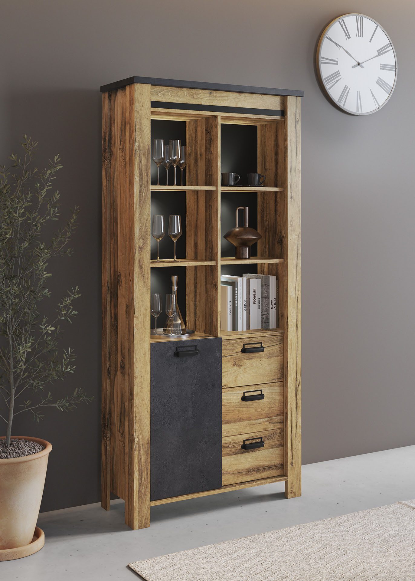 Home affaire Vitrine York, moderner Hochschrank, günstig online kaufen