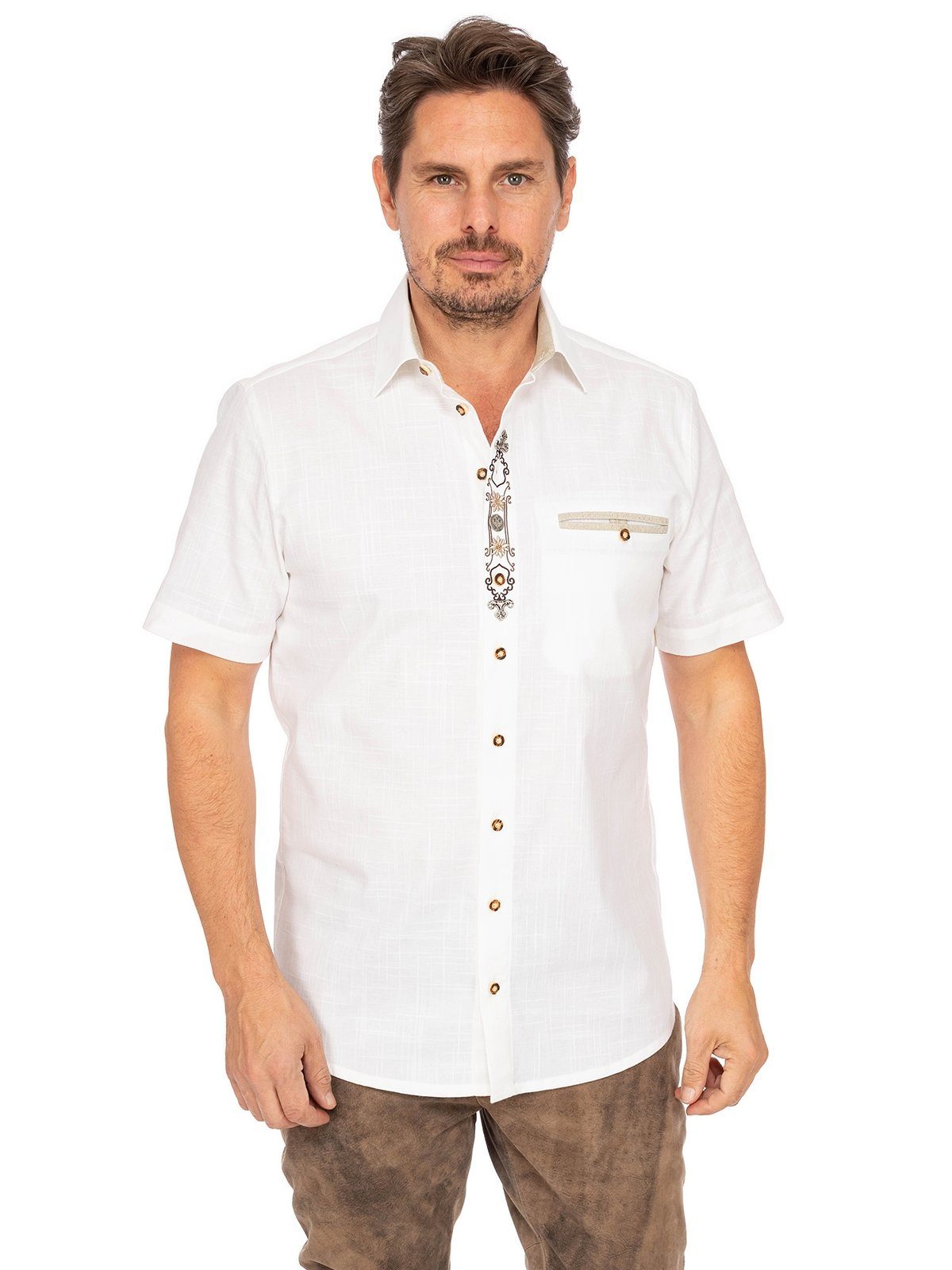 Fit) Kurzarmhemd OS-Trachten (Regular Trachtenhemd weiß 421002-3949-1