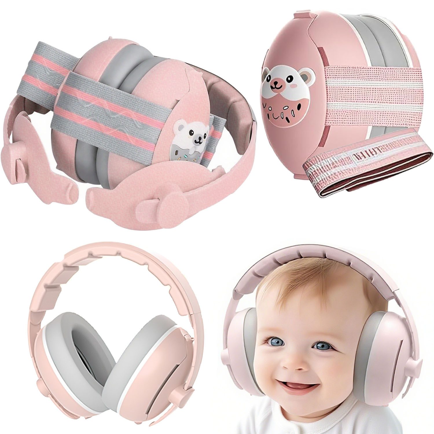 AIMAX Bügelgehörschutz 2-in-1 Gehörschutz Baby Kopfhörer Neugeboren Ohrenschützer, mit Geräuschunterdrückung & Verstellbares Kopfband Baby Kopfhörer