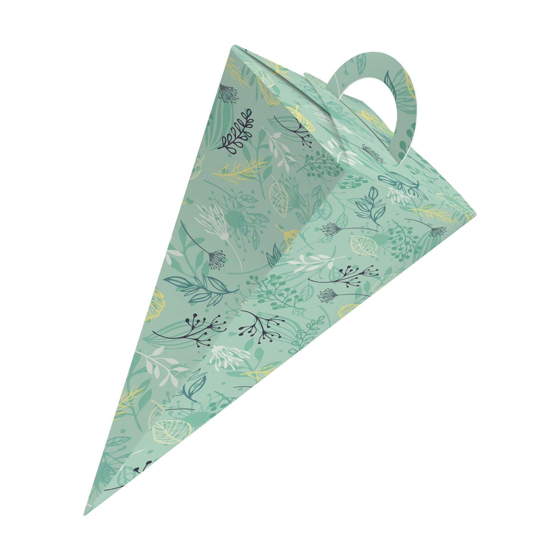 itenga Schultüte itenga Geschenktüte Schultüte mit Griff 21 cm Muster Pflanzen