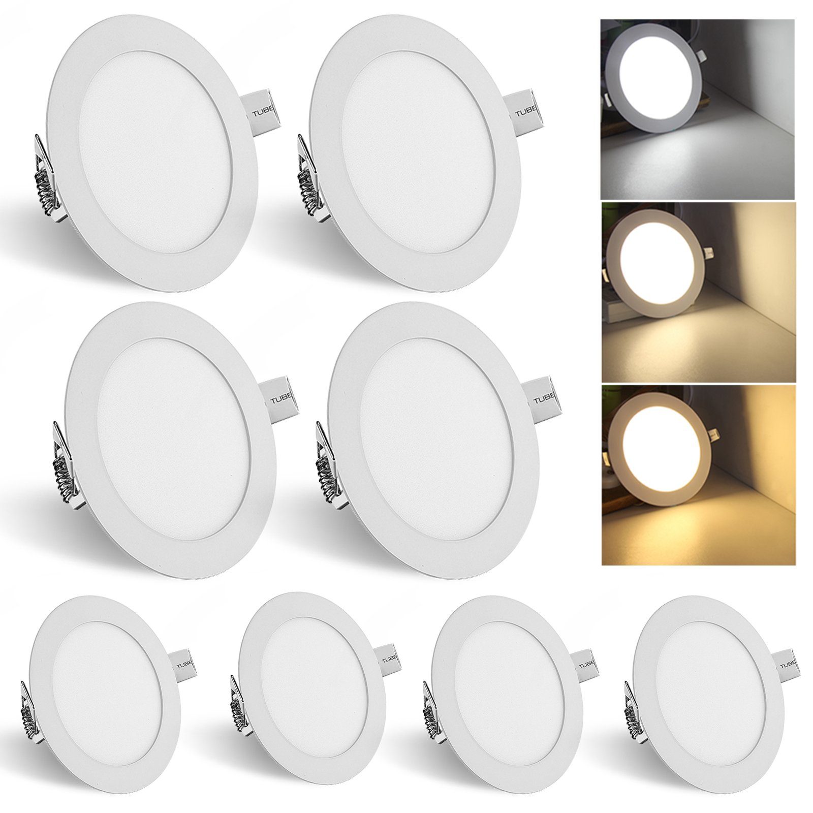 LED Set, 10er Einbaustrahler, Bettizia 25mm,6W Deckenspots Einbaustrahler LED