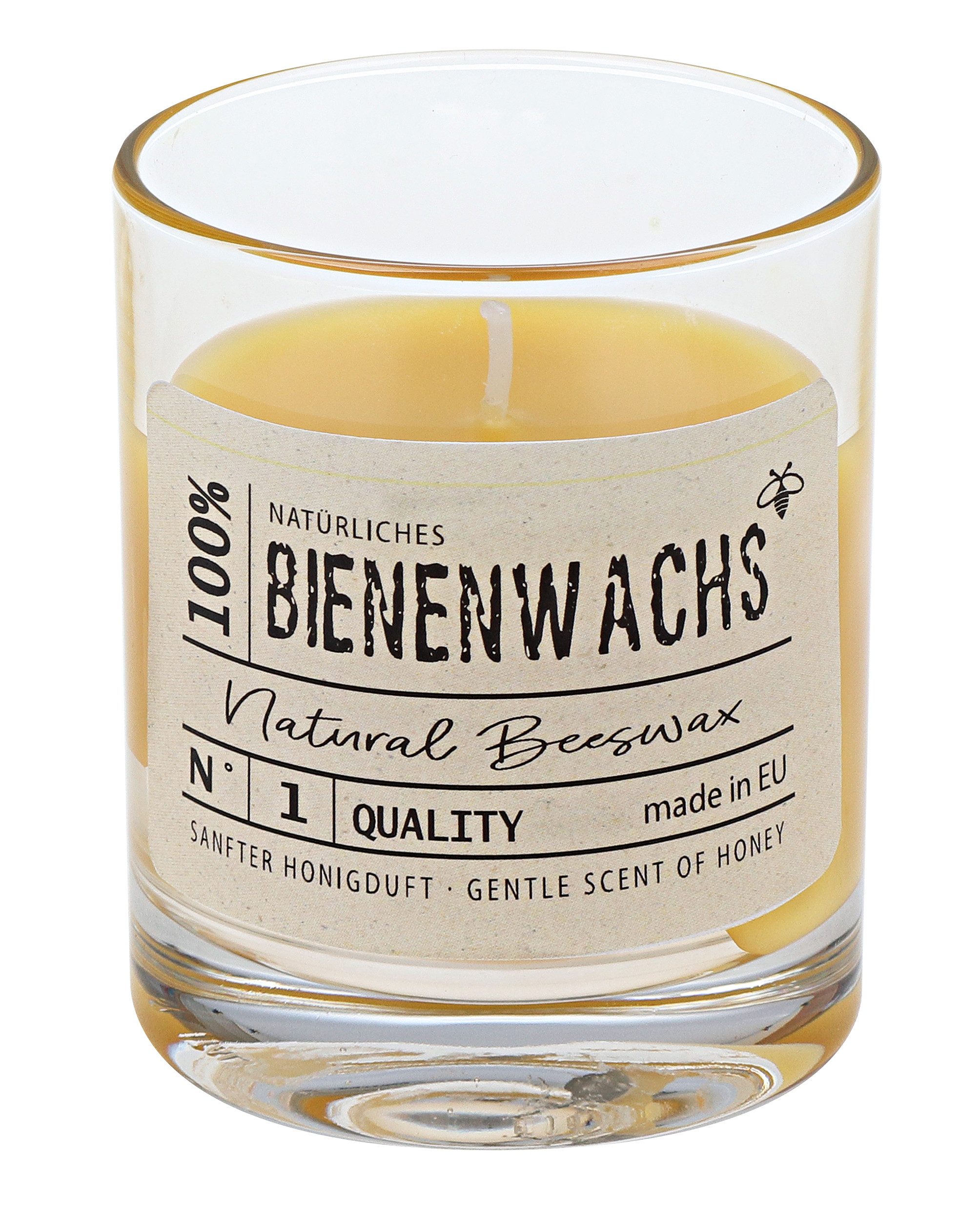 Steinhart Kerzen Bienenwachskerze 100% Bienenwachs-Kerze Glas 79 x Ø 65 mm günstig online kaufen