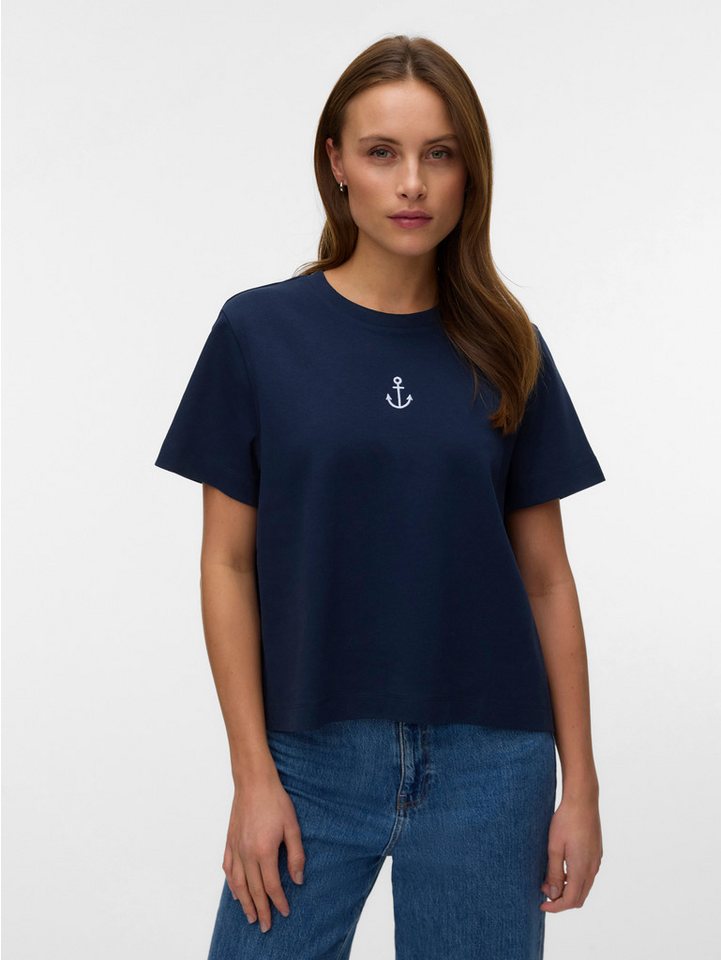 Vero Moda Kurzarmshirt VMSARA METTE SS TOP BOX JRS GA NOOS Baumwolle, regular fit