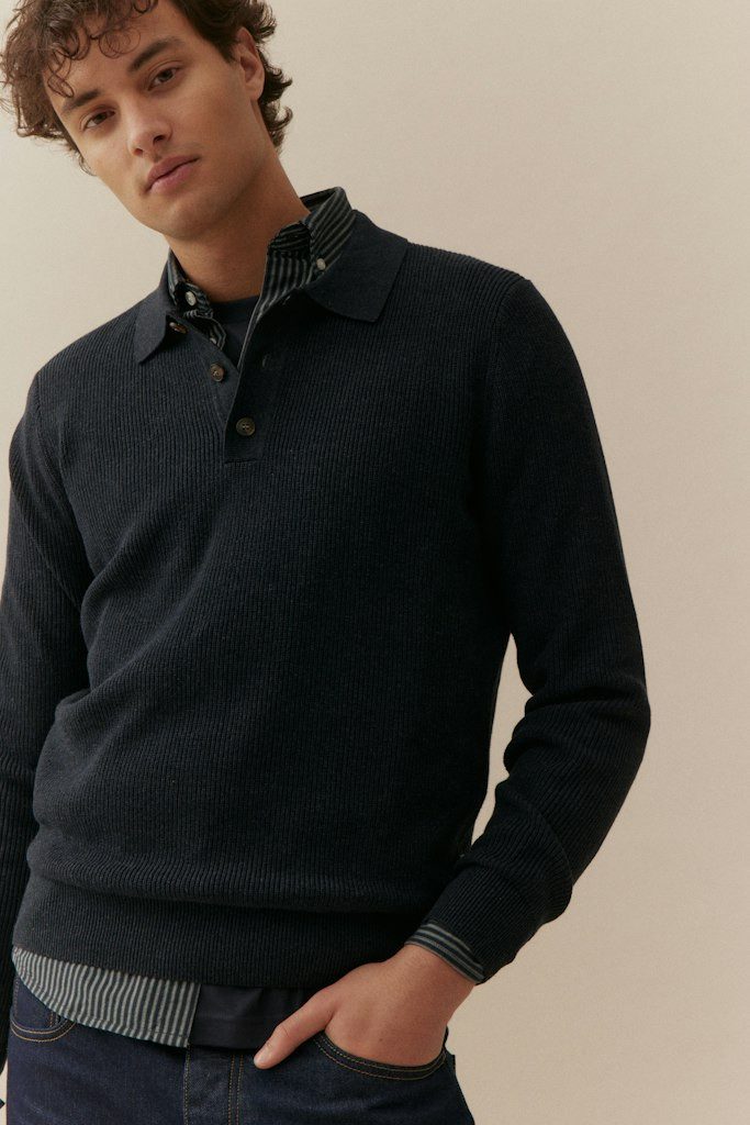 BASEFIELD Strickpullover Polo Pullover