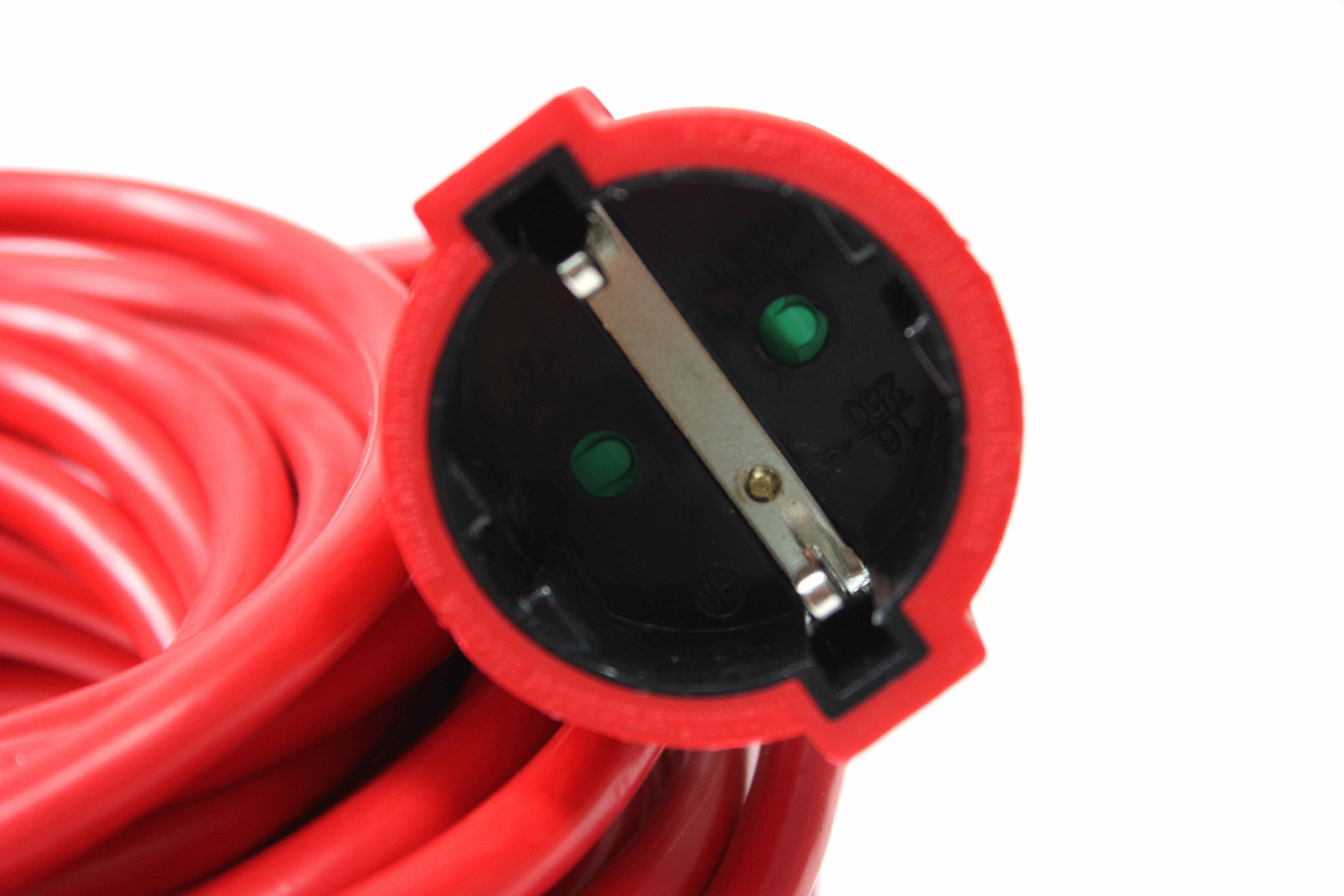 as - Schwabe Verlängeungsleitung Innen Schuko IP20 Rot Verlängerungskabel, Typ F (Schuko), Typ F (Schuko) (5000 cm), mit integriertem Kinderschutz