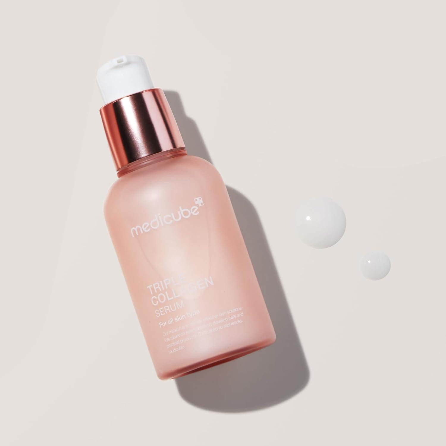 Medicube Gesichtsserum Triple Collagen Serum 4.0 – Anti-Aging Feuchtigkeitsserum mit Dreifach Kollagen-Komplex, Niacinamide & Hyaluronsäure für glatte, straffe Haut – für reife, trockene & empfindliche Haut – 55 ml
