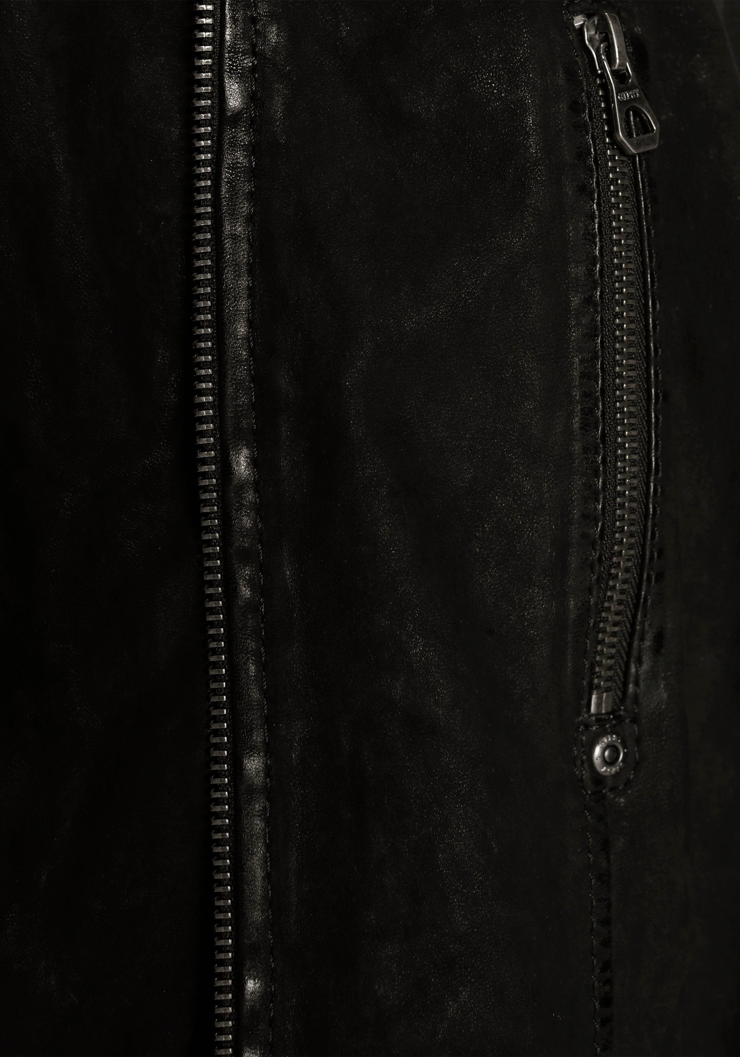 Gipsy Lederjacke CYARA Lederjacke mit aus Kapuzen-Inlay abnehmbarem schwarz Jerseyqualität