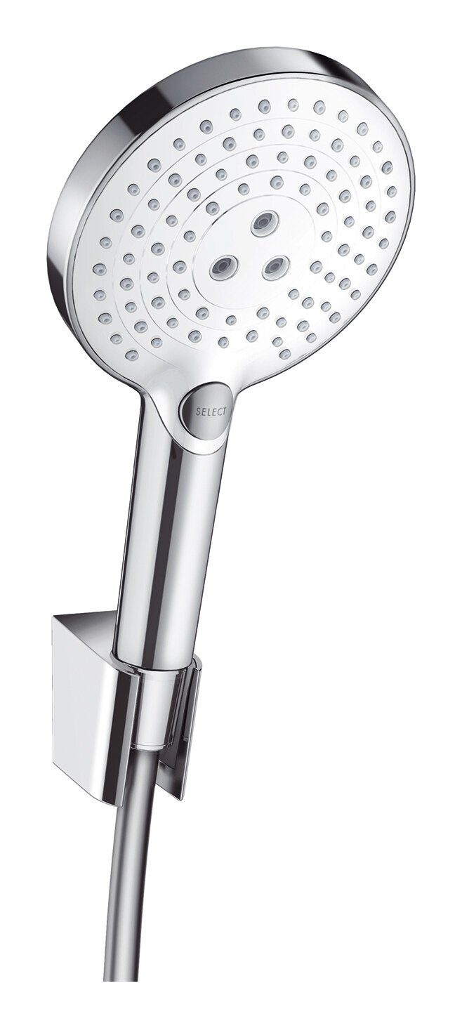 hansgrohe Handbrause Raindance Select S, Brausehalterset 120 3jet mit Brauseschlauch 1600 mm - Weiß / Chrom