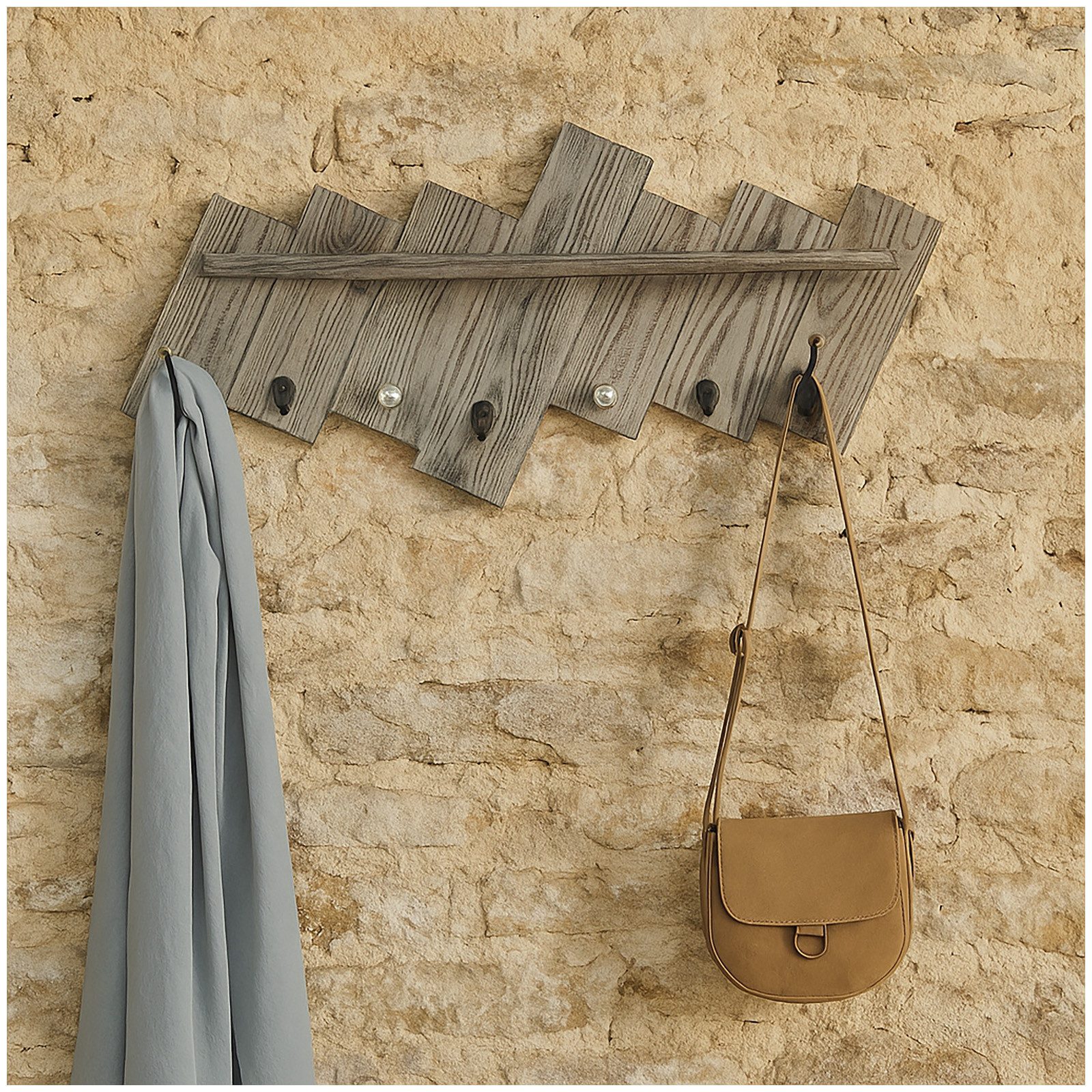 HTI-Living Wandgarderobe Rustikale Wandgarderobe aus Holz im Vintage-Design (Stück, 1 St., 1 Wandgarderobe ohne Dekoration), Kleiderhaken Wandhaken Hakenleiste