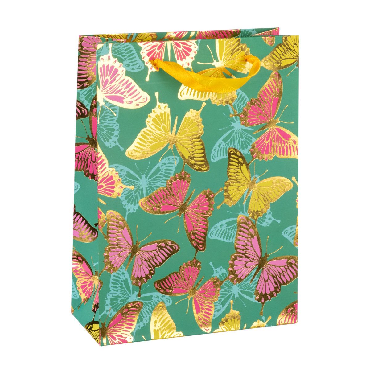 Idena Tragetasche Idena Geschenktasche Schmetterlinge 25x34,5x8,5cm 210g/m² Heißprägung