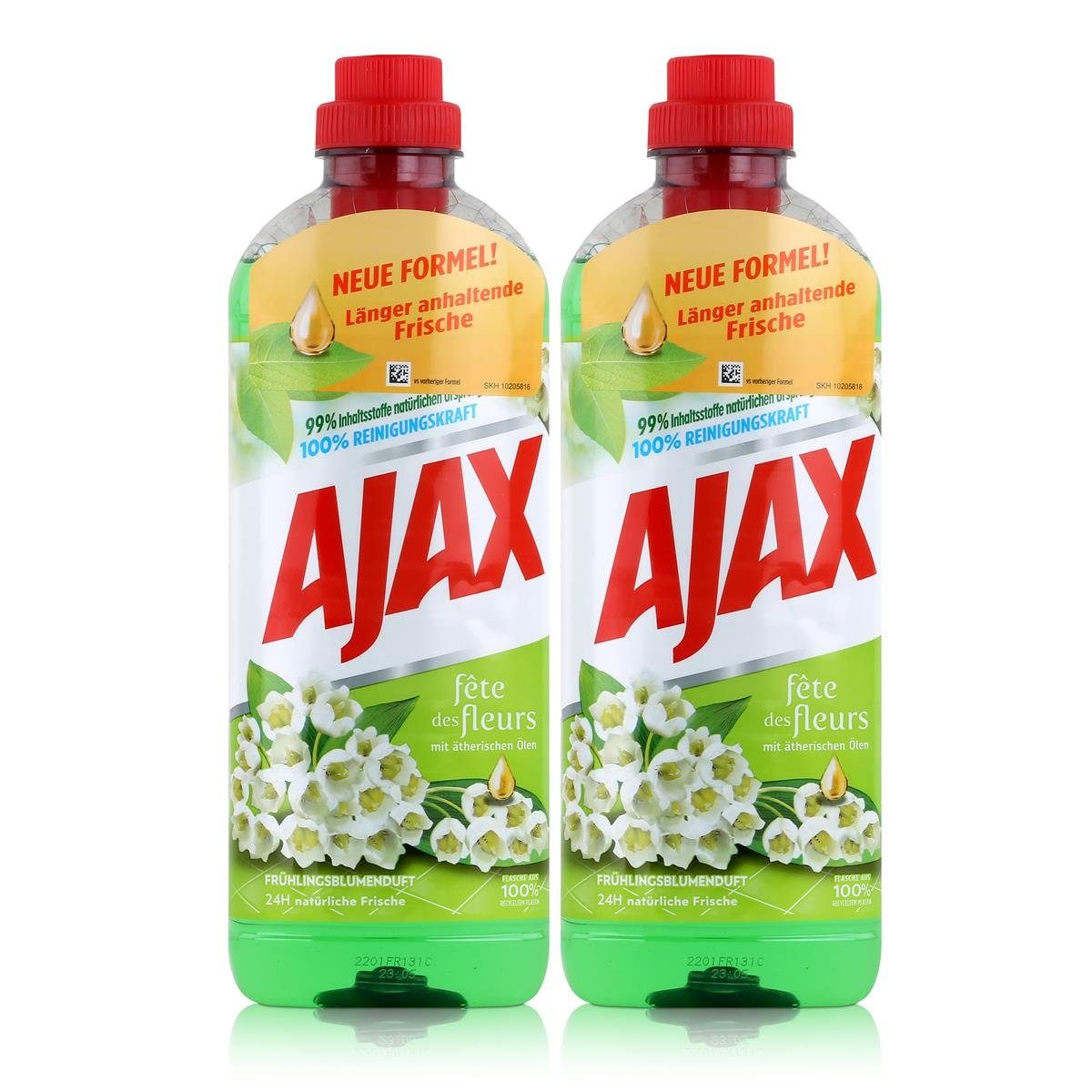 AJAX Ajax Allzweckreiniger Frühlingsblume 1 Liter - Bodenreiniger (2er Pack Allzweckreiniger