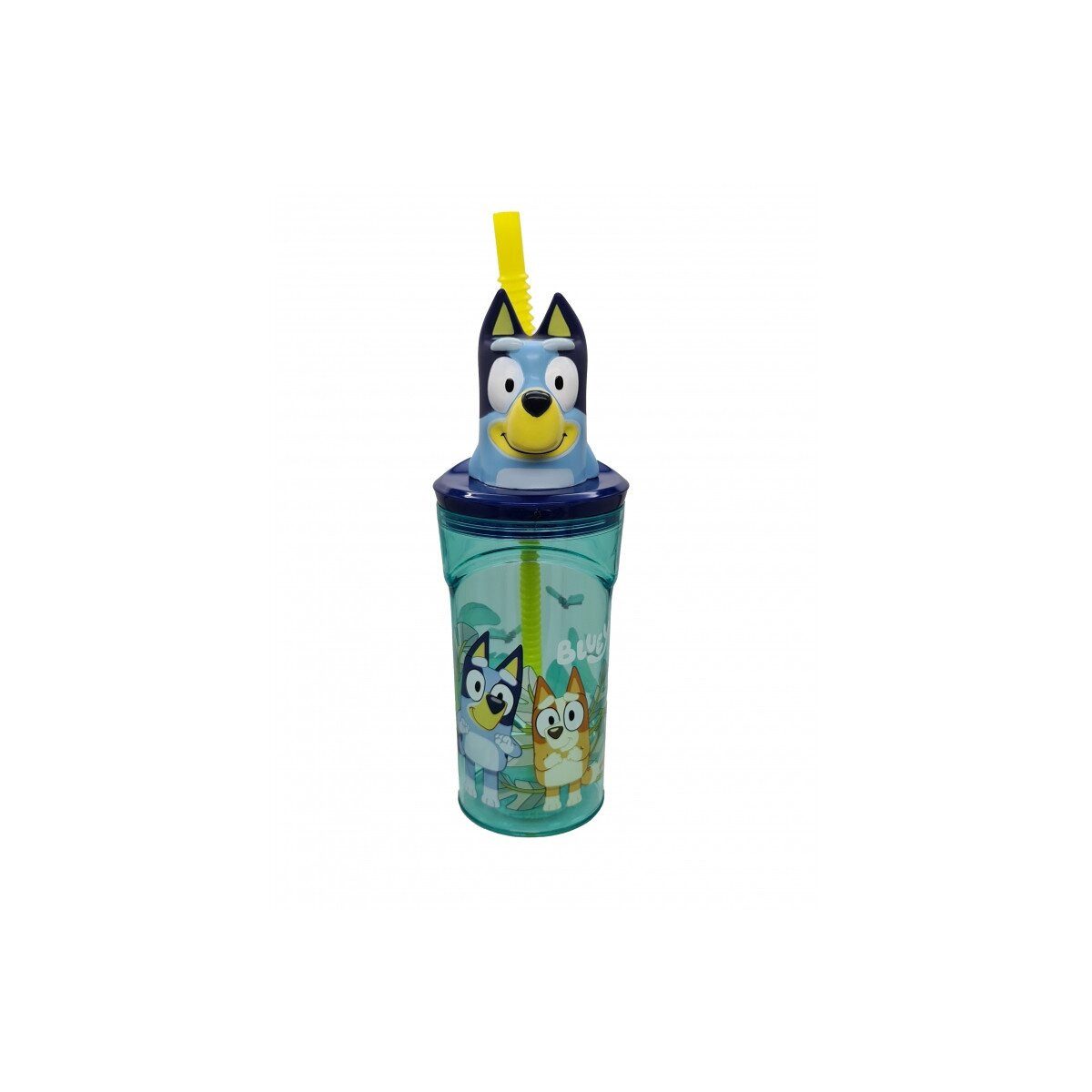 Bluey Trinkflasche Bluey Splash 3D Plastikstrohhalm Becher, 360 ml