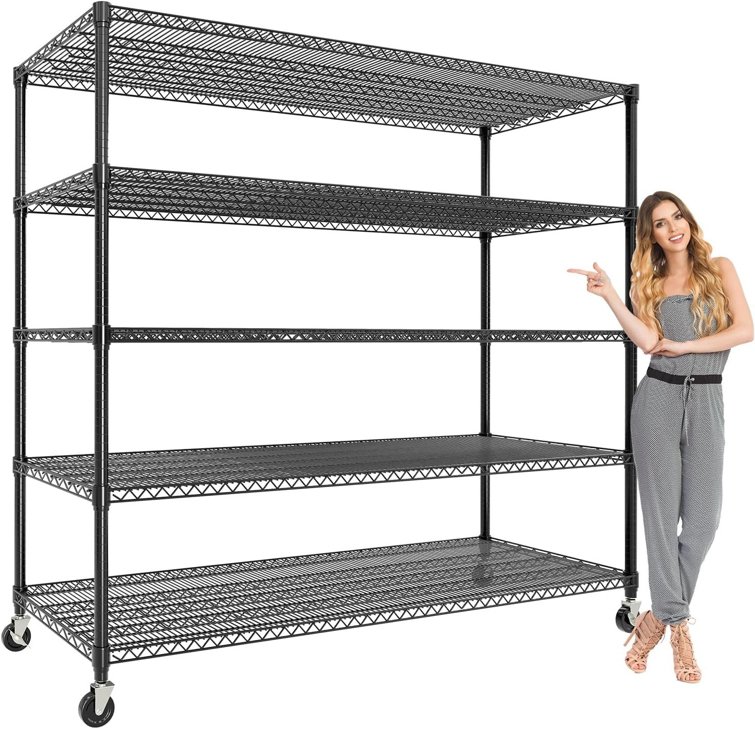 GarveeMore Schwerlastregal 1500 Kg Rollregal, Metallregal Mit Rädern Und Füßen,Verstellbares