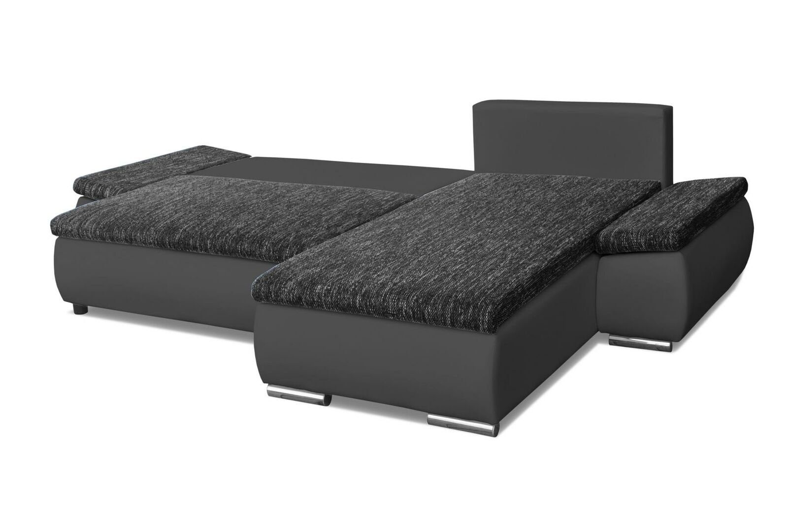 JVmoebel Sofa Modernes Schwarzes Sofa mit Bettfunktion Schlafsofa Couch Textil Neu, Made in Europe