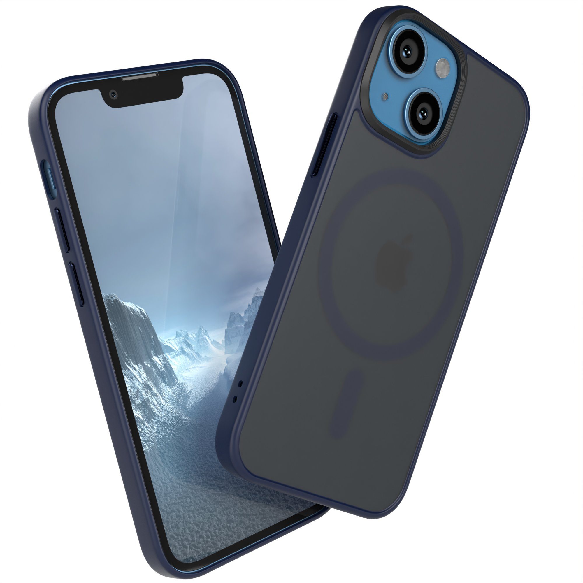 EAZY CASE Handyhülle Outdoor Case MagSafe für Apple iPhone 13 Mini 5,4  Zoll, Handyhülle stoßfest Silikon Case Etui Outdoorcase kratzfest Dunkelblau