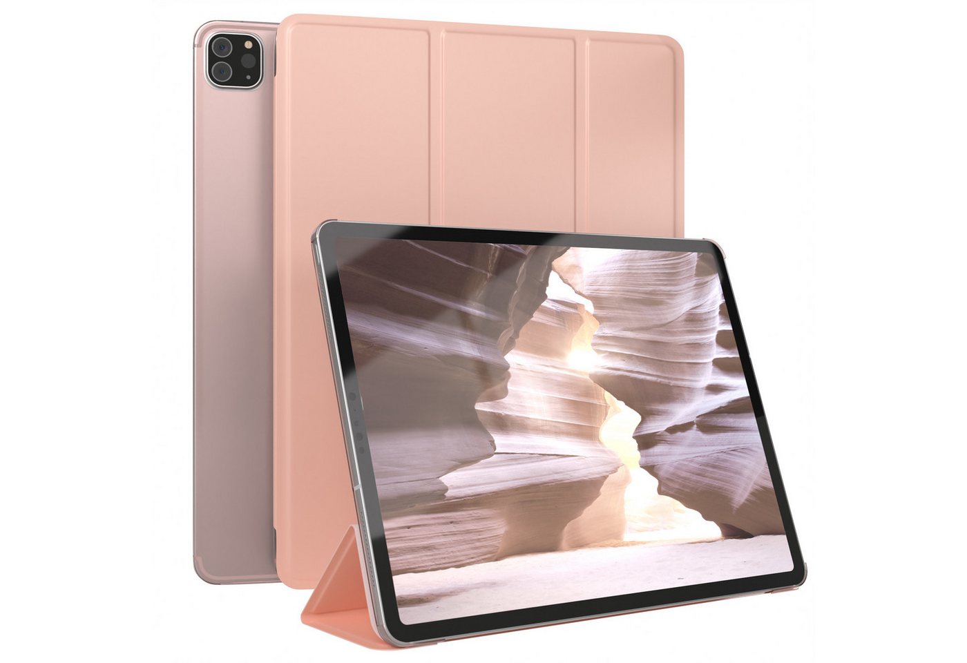 EAZY CASE Tablet-Hülle Smart Case für iPad Pro 12,9" 3./ 4./ 5./ 6. Gen. 12,9 Zoll, Tabletschutz Tabletcase kratzfeste Schutzabdeckung Flip Etui Rosé Gold