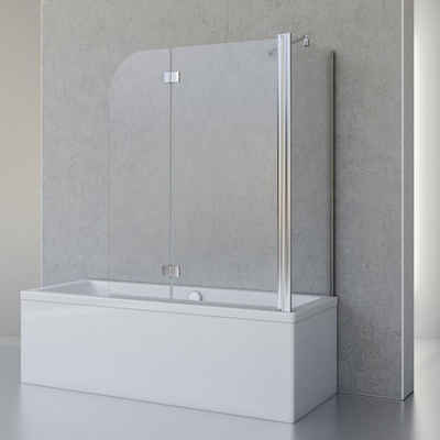 Schulte Badewannenaufsatz Angle mit Seitenwand, 112 x 142 cm, Sicherheitsglas, (3 tlg), geeignet für eine Badewannentiefe zwischen 69-71 cm