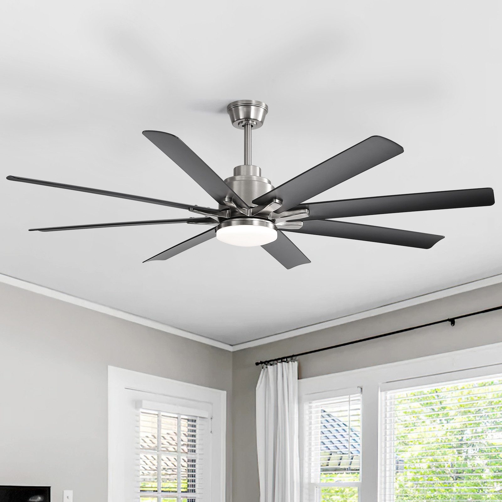 Sofucor Deckenventilator mit Licht und Fernbedienung, 132 cm, 8 ABS-Flügel, 8 weiße ABS‑Flügel, 1‑/4‑/8‑Stunden‑Timer