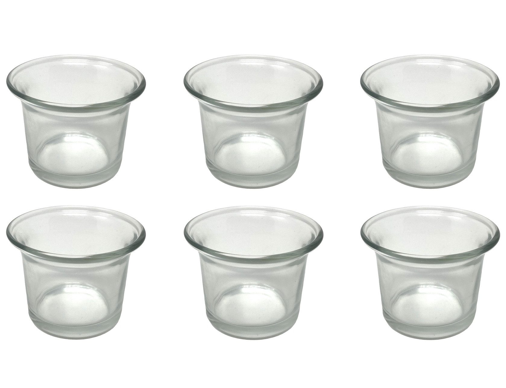 DanDiBo Deko-Glas 6x Teelichtgläser Teelichthalter Glas Teelichtglas Klar, geschwungen 4,5 cm hoch Kerzenhalter