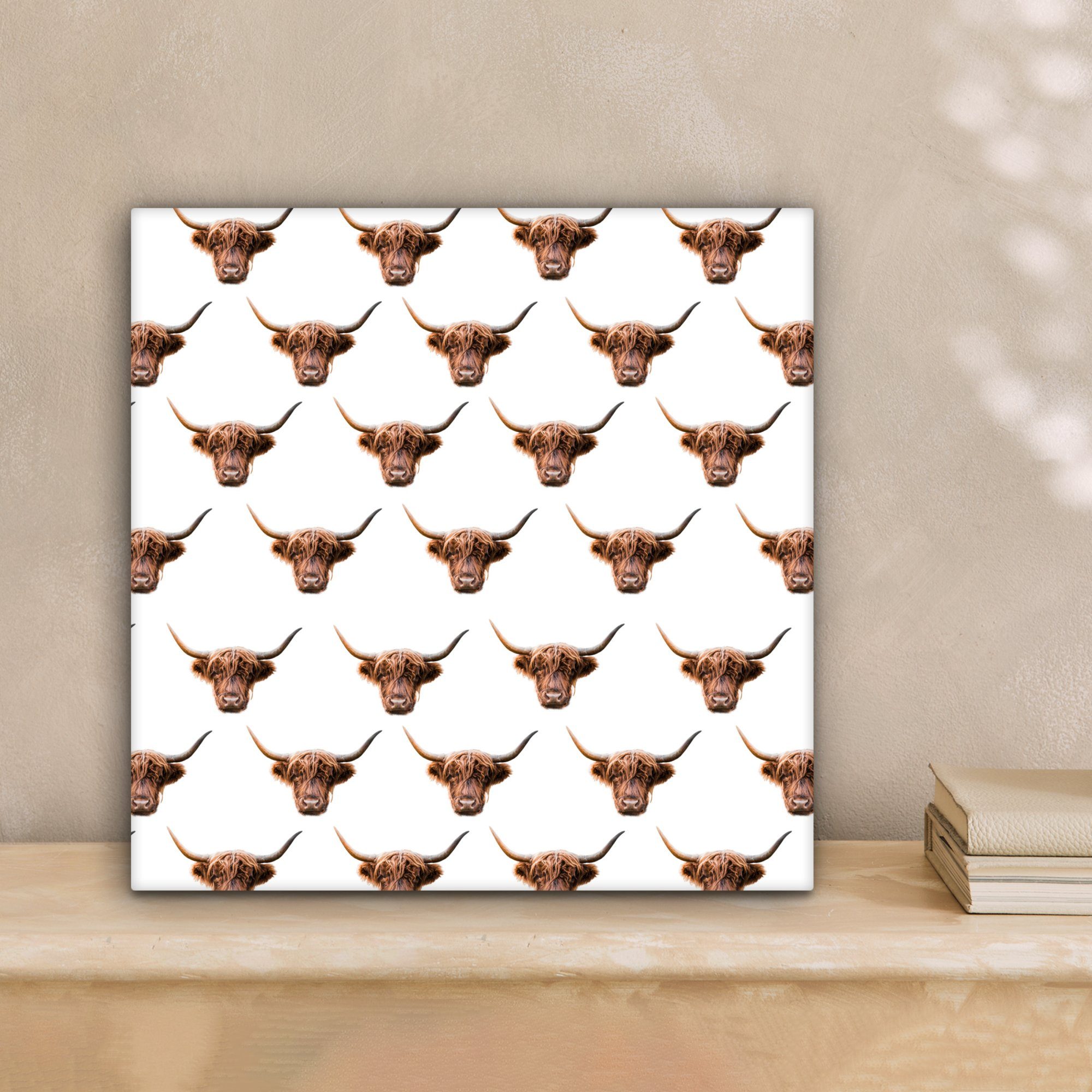 OneMillionCanvasses® Leinwandbild Muster - Schottischer Schlafzimmer, Bilder St), - Leinwand für Tiere, (1 cm Highlander Wohnzimmer 20x20