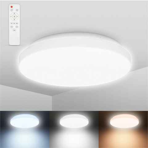 B.K.Licht LED Deckenleuchte CCT-LED Bad-Deckenlampe, Badleuchte mit Fernbedienung, CCT - über Fernbedienung, LED fest integriert, IP44, Ø28,8cm, Dimmbar, Farbtemperatursteuerung (3000K-6500K) 12W