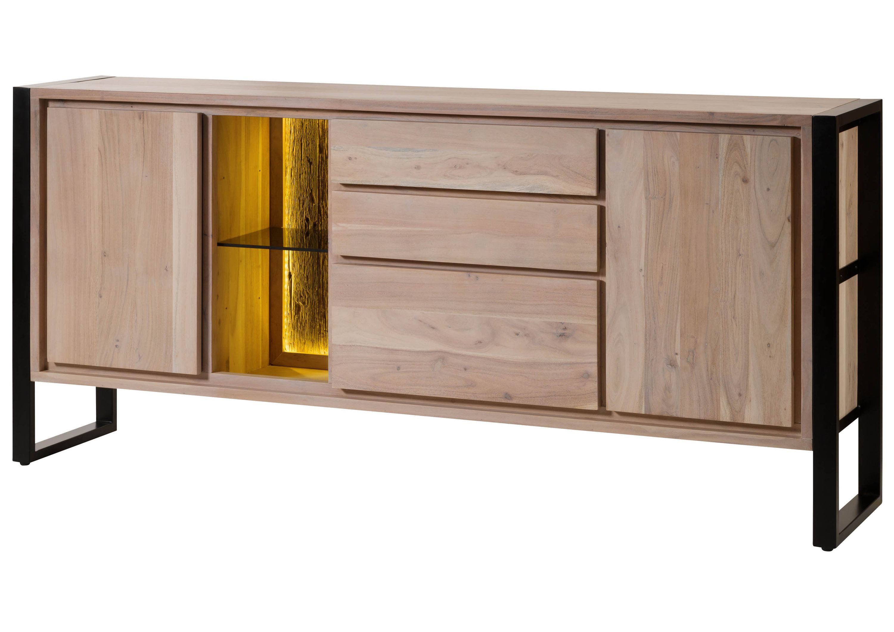 Massivmoebel24 Sideboard (Massivholz), Akazie / Altholz 200x40x90 natur lackiert DENVER #112