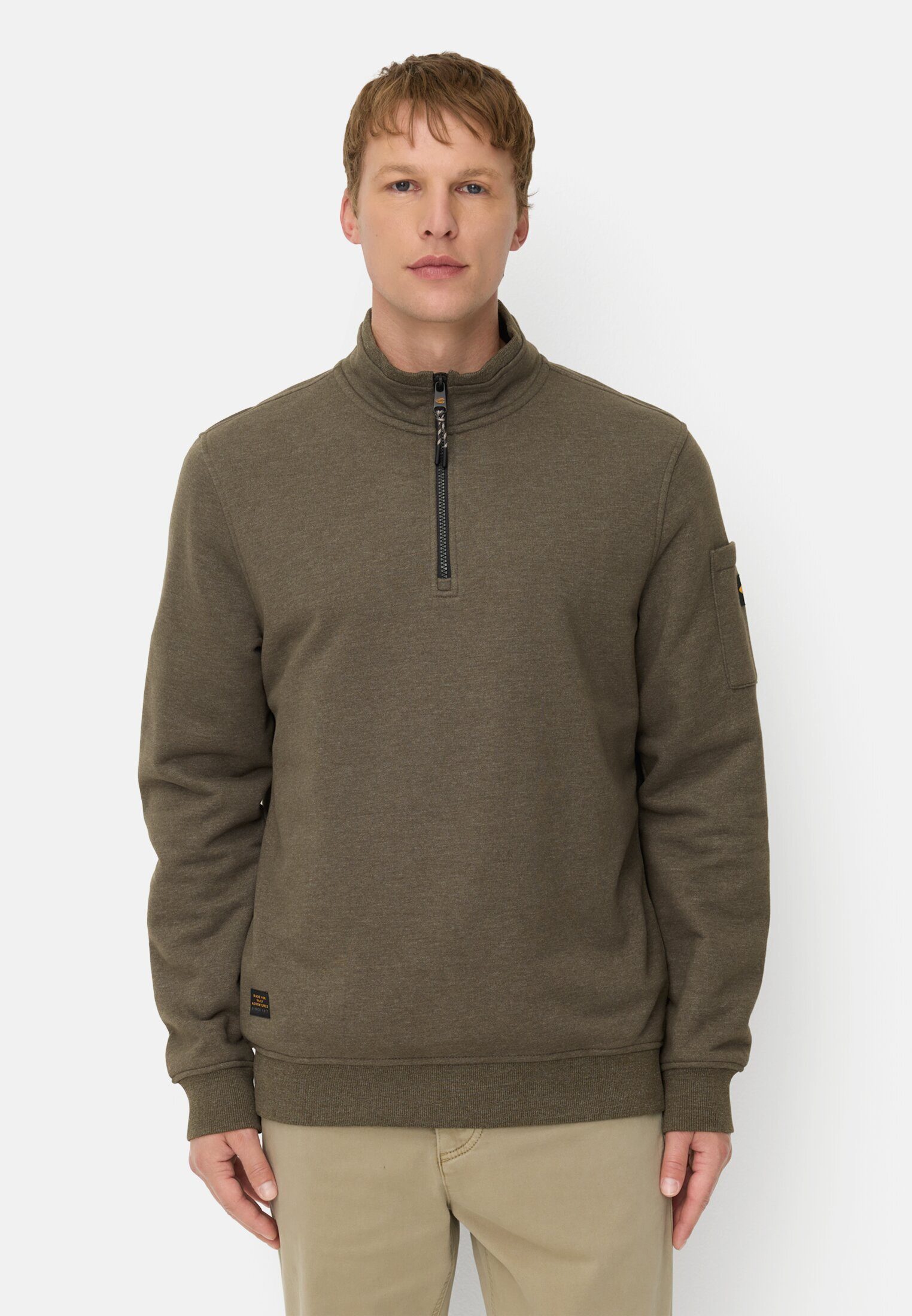 camel active Troyer mit Troyerkragen Langarm Markenlogo