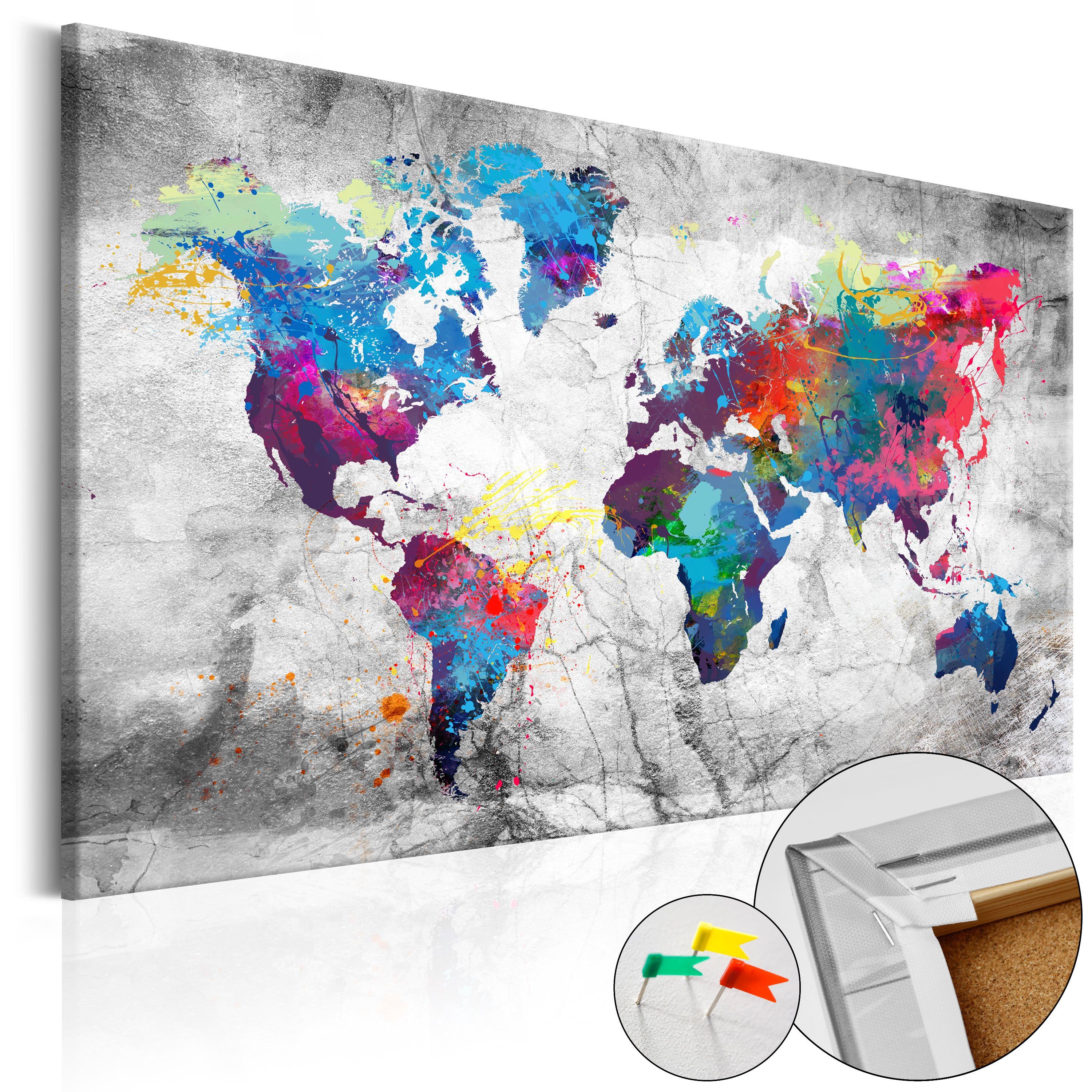 Artgeist Pinnwand World Map: Grey Style [Cork Map]