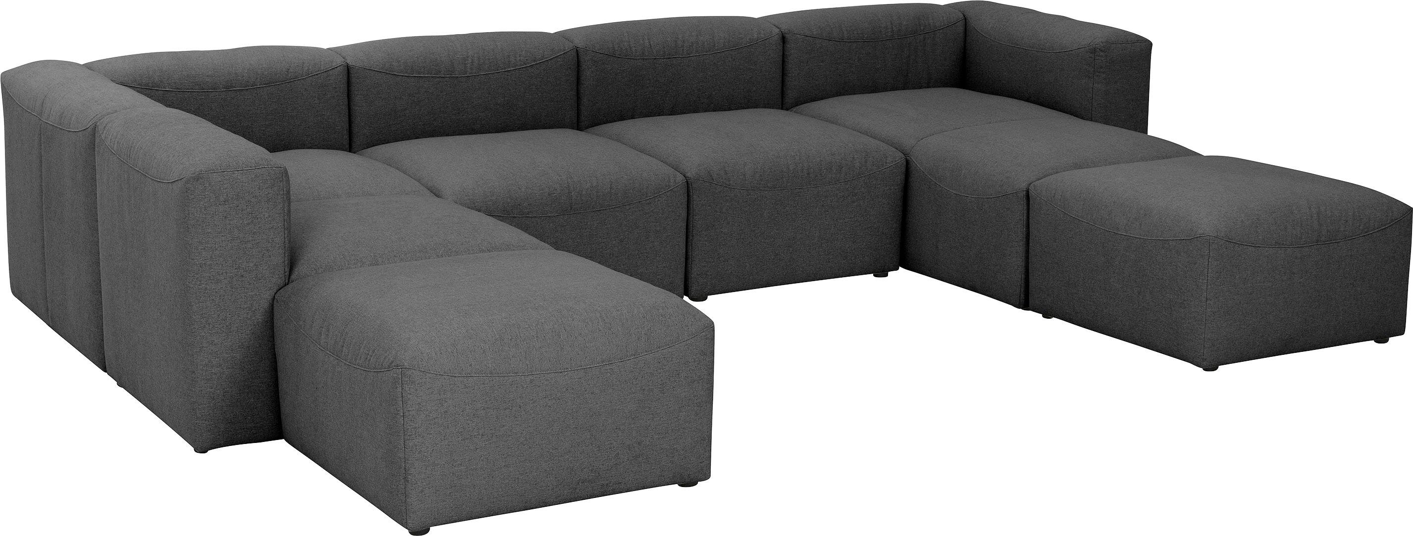 Sitz-Elementen, 7 Sofa-Set Max 7 Lena, individuell anthrazit 01 Teile, kombinierbar aus Winzer® Wohnlandschaft Spar-Set