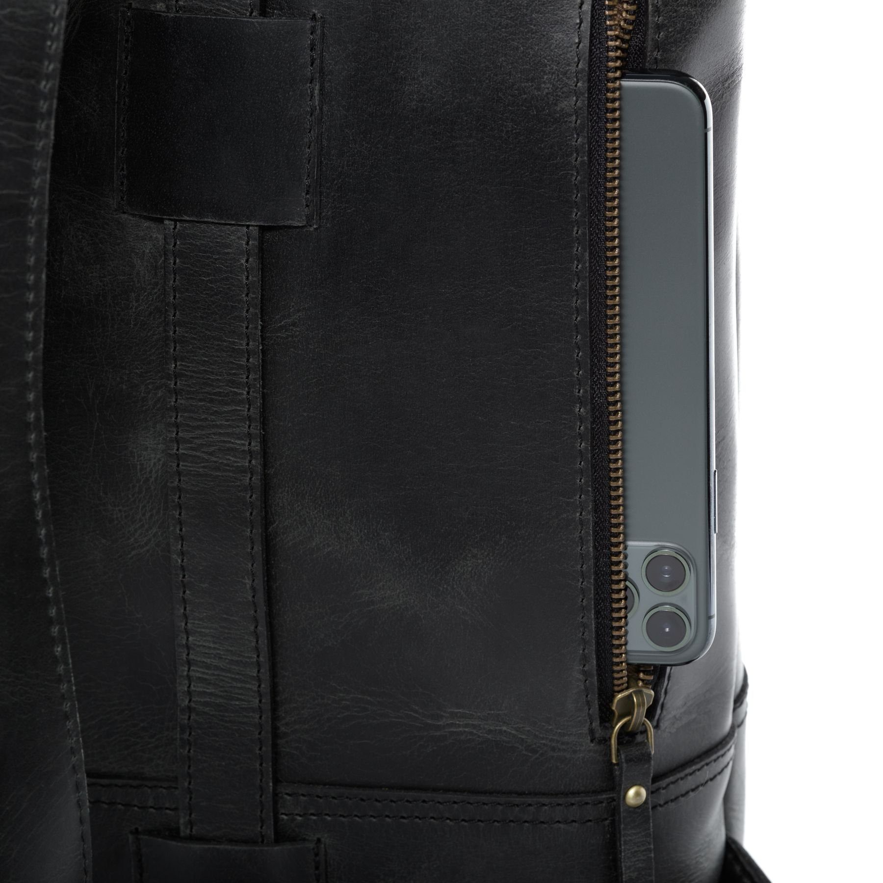 SID & Damen Herren Herren Zoll Vintage-schwarz VAIN Leder Rucksack Backpack Cityrucksack 15,4 CHAZ, Echtleder