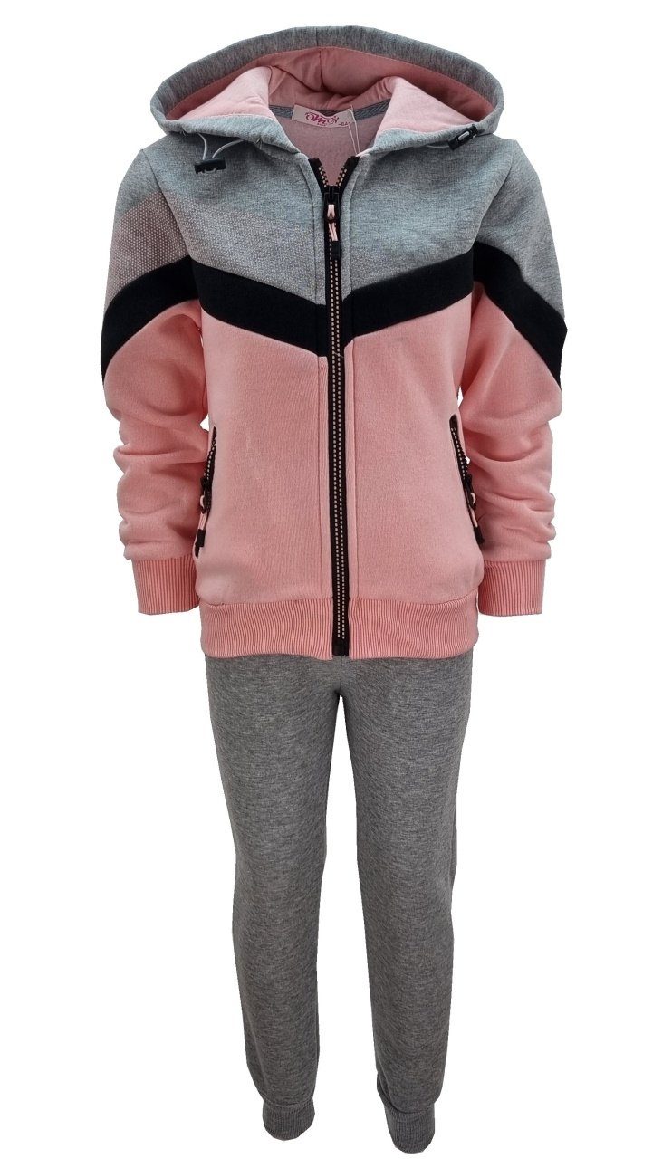 Girls Fashion Sweatanzug Jogginganzug, Freizeitset, gefüttert, Kapuzenjacke + Jogginghose, MF87