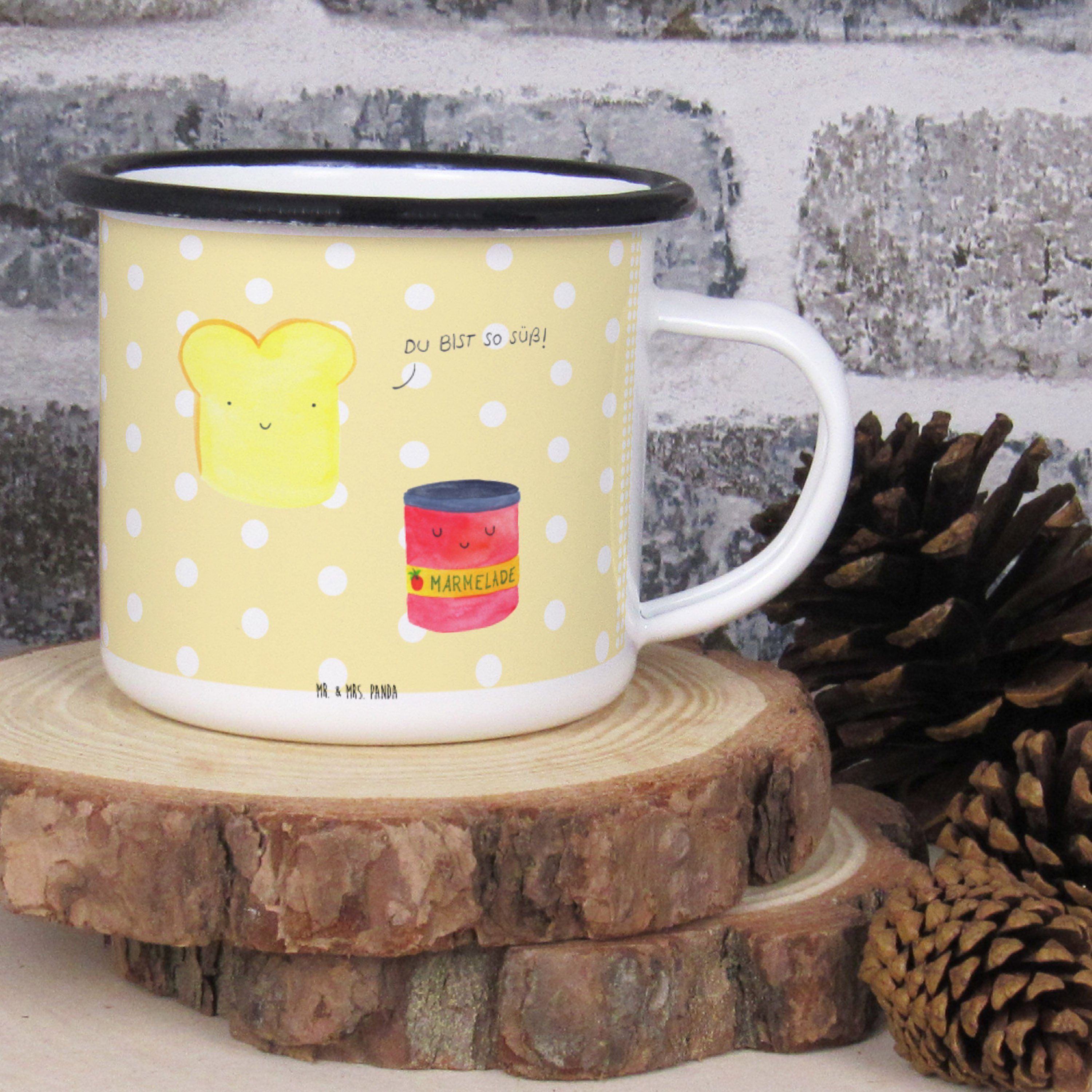 Panda Pastell (1 Dekobecher Geschenk, Mrs. Toast & Mr. - Kaffeebech Marmelade St) Gelb - Metall-Tasse, &