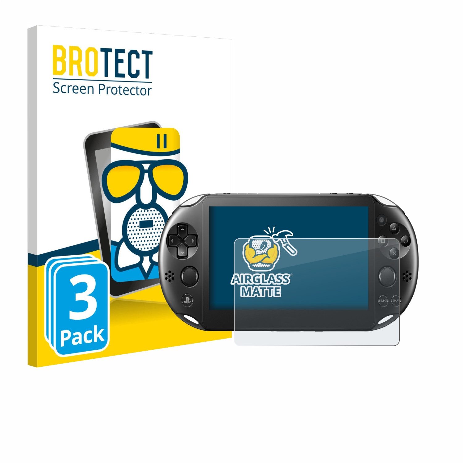 BROTECT Displayschutzglas Folie für Sony Playstation PS Vita Slim, 3 Stück, Schutzfolie Glas Panzer Display Schutz matt