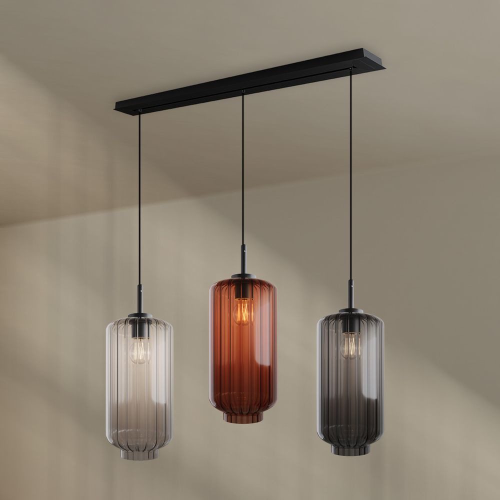 s.luce Pendelleuchte Velo Esstisch-Pendelleuchte 3-flg 120cm Ø 18cm Mehrfarbig